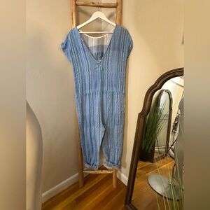 Ace & Jig Blue Striped Jumpsuit Pants Romper XS See pix! Anthropologie